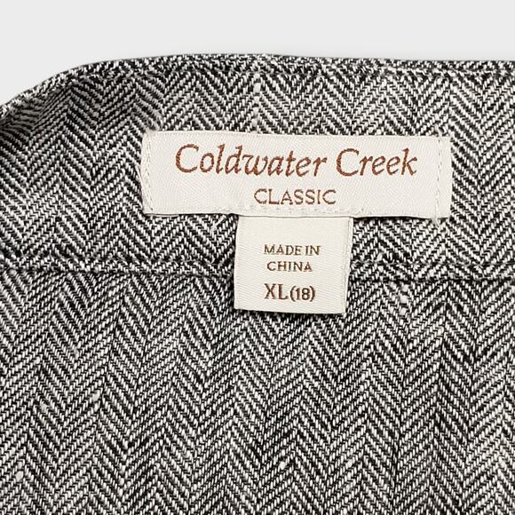 Coldwater Creek Linen Open Draped Asymmetric Jacket Grey Herringbone Sz XL (18) - Picture 5 of 11